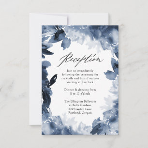Abstraktes Indigo-Blumenmuster Hochzeitsempfangs RSVP Karte