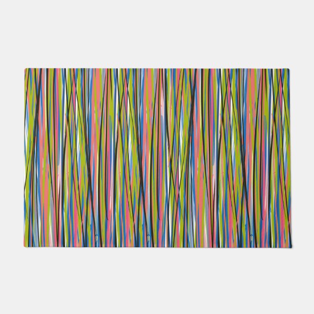 Abstraktes indisches Boho Line-Muster Fußmatte (Vorderseite)