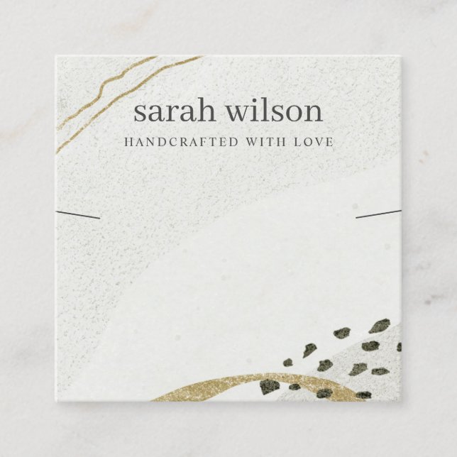 Abstraktes Ivory Black Gold Necklace Band Display Quadratische Visitenkarte (Vorderseite)