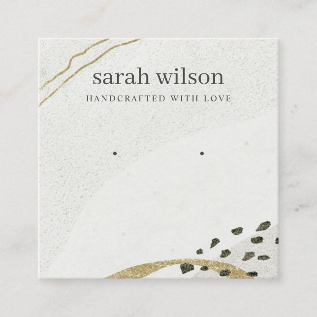 Abstraktes Ivory Black Gold OEarring Study Display Quadratische Visitenkarte (Vorderseite)