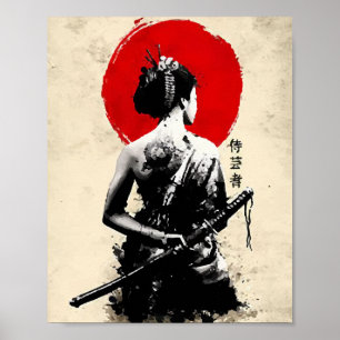 Abstraktes japanisches Samurai-Schwert Poster