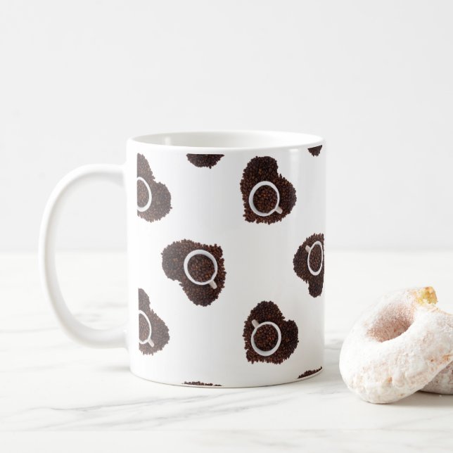 Abstraktes Kaffeepistenherz Kaffeetasse (Mit Donut)