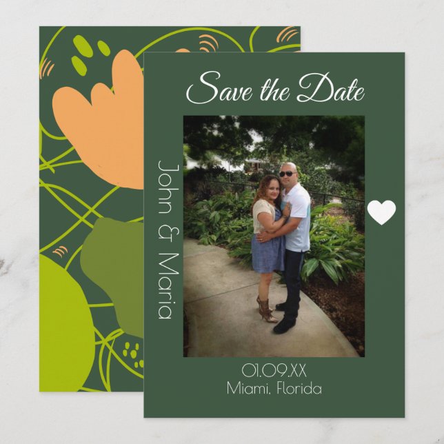 Abstraktes Kaktus-Formmuster Save the Date Einladung (Vorne/Hinten)