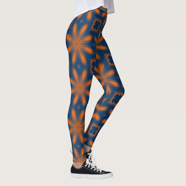 Abstraktes Kaleidoskop dunkelblau Leggings (Rechts)