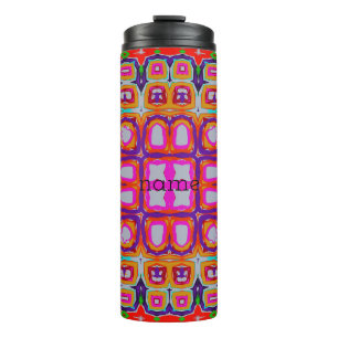 Abstraktes Kaleidoskop-Muster in leuchtendem Rosa Thermosbecher
