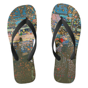 Abstraktes Kandinsky Reitendes Paar Farbig Flip Flops