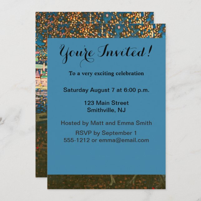 Abstraktes Kandinsky-Reitpaar farbenfroh Einladung (Vorne/Hinten)