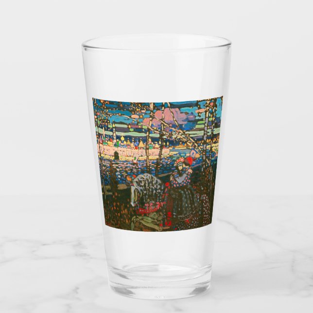 Abstraktes Kandinsky-Reitpaar farbenfroh Glas (Vorderseite)