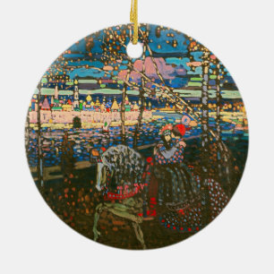 Abstraktes Kandinsky-Reitpaar farbenfroh Keramik Ornament