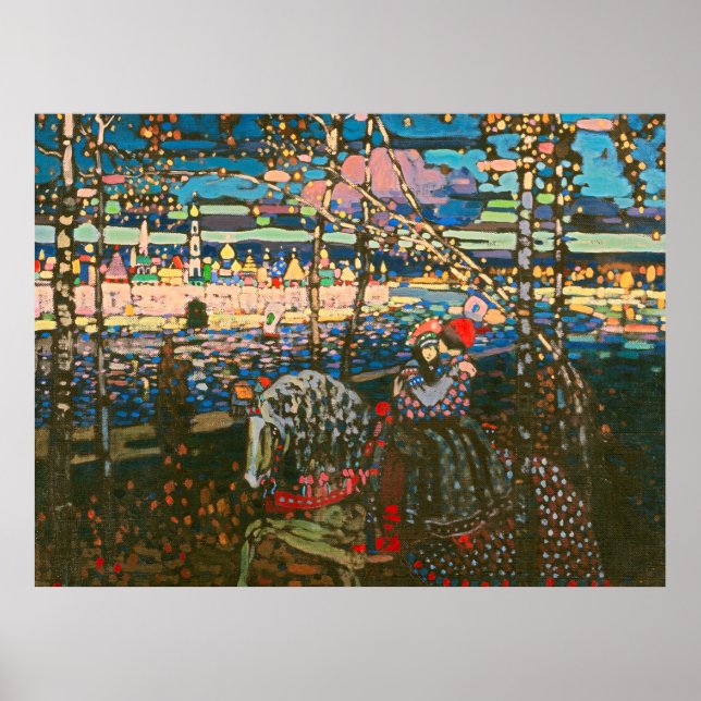 Abstraktes Kandinsky-Reitpaar farbenfroh Poster (Vorne)