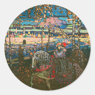 Abstraktes Kandinsky-Reitpaar farbenfroh Runder Aufkleber