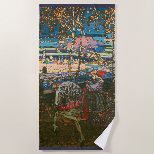 Abstraktes Kandinsky-Reitpaar farbenfroh Strandtuch (Vorderseite)