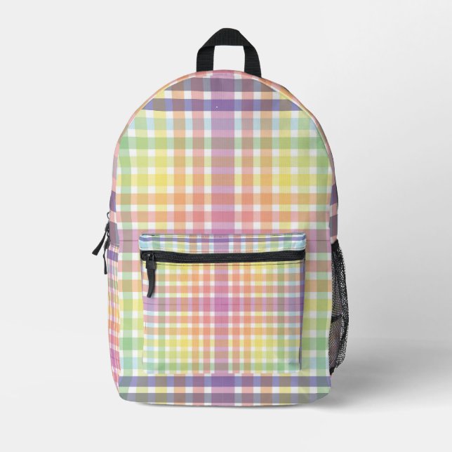 Abstraktes Kariertes Muster Bedruckter Rucksack (Vorderseite)