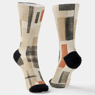 Abstraktes Karomuster im Stil der Mitte des Jahrhu Socken