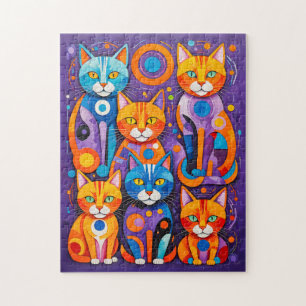 Abstraktes Katzenbild mit geometrischen Formen Puzzle