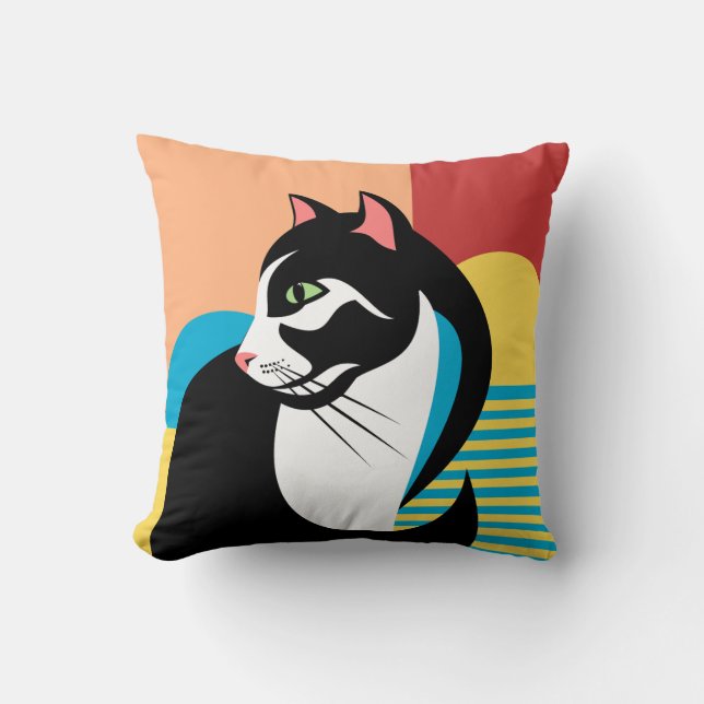 Abstraktes Katzendesign Kissen (Vorderseite)
