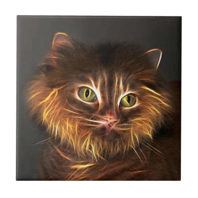 Abstraktes Katzengesicht Fliese (Vorderseite)