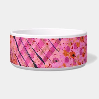 Abstraktes Keramik-Haustier-Schälchen in Rosa und  Napf