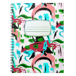 Abstraktes Kompositionsnotebook in Rosa und Aqua Notizblock