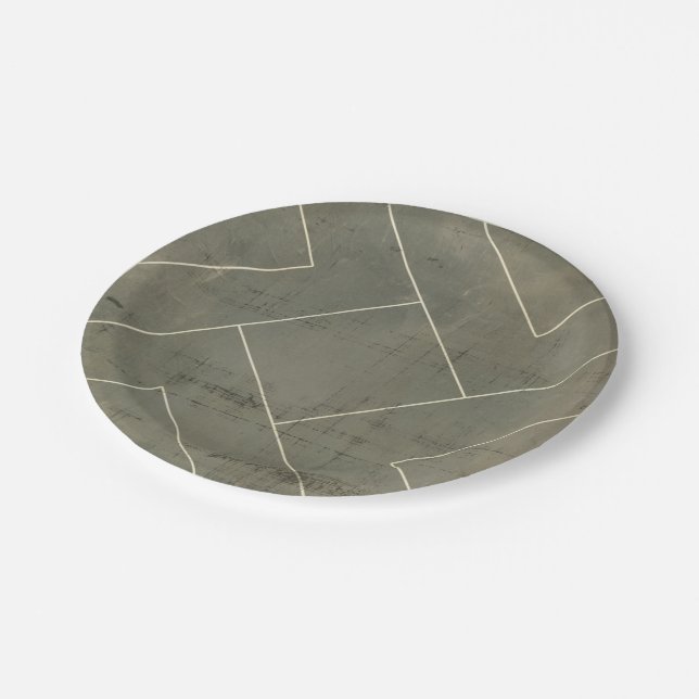 Abstraktes Konzept mit geometrischen Formen Pappteller (Schrägansicht)