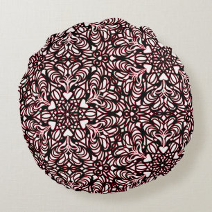 Abstraktes Kopfkissen mit rotem, schwarzem und wei Rundes Kissen