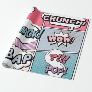 Abstraktes kreatives Konzept Comic Pop-Art-Stil bl Geschenkpapier