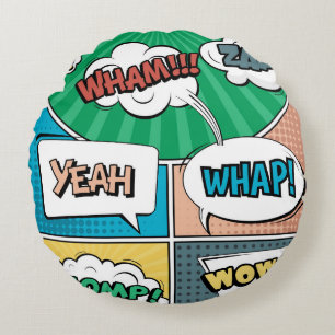 Abstraktes kreatives Konzept Comic Pop-Art-Stil bl Rundes Kissen