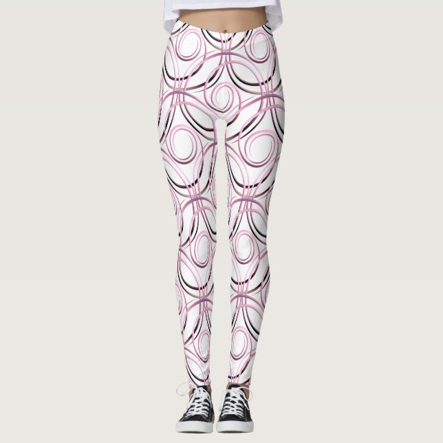 Abstraktes Kreisjapanermuster Leggings (Vorderseite)