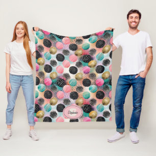 Abstraktes Kreismuster - mit Glitzer und Fußklamme Fleecedecke