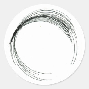abstraktes kreisrundes geometrisches Schwarz-weiße Runder Aufkleber
