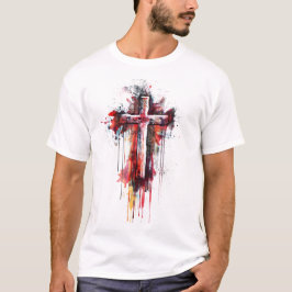 Abstraktes Kreuz mit Bibelverse-T - Shirt