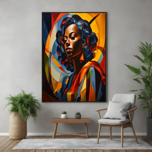 Abstraktes kubistisches Portrait Art Poster
