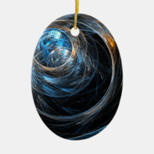 Abstraktes Kunst-Oval-Ornament Rund um die Welt Keramikornament
