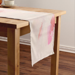 Abstraktes Kunstgemälde in Rosa und Koralle mit in Kurzer Tischläufer