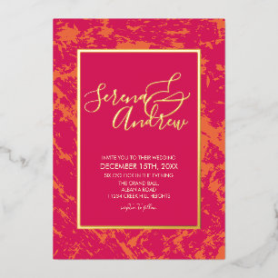 Abstraktes Künstlerisches Rosa Orange Modernes Gol Folieneinladung