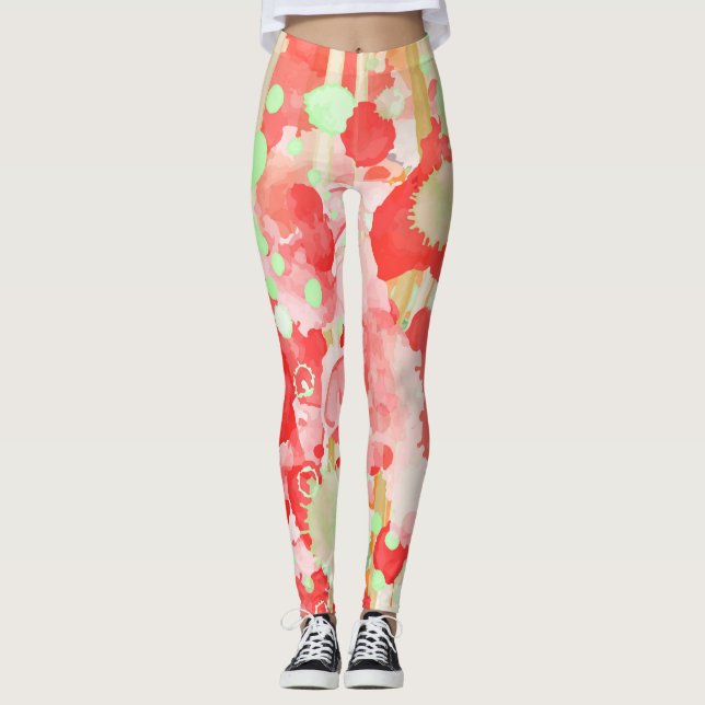 Abstraktes künstlerisches Wasserfarbmuster Leggings (Vorderseite)