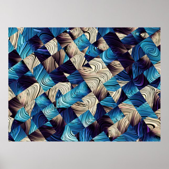 Abstraktes Kunstmuster. Abstraktes blaues Bild Poster (Vorne)