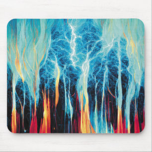 Abstraktes Kunstmuster Rot und Blue Electric Energ Mousepad