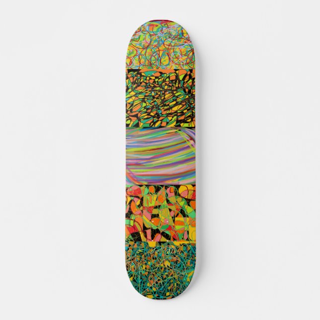abstraktes Kunstpatchwork-Retro Skateboard (Vorne)