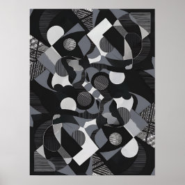 Abstraktes Kunstposter, Schwarz und Weiß, moderne  Poster