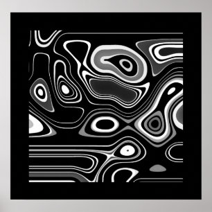 Abstraktes Kunstposter Ultra Modern Schwarz Weiß Poster