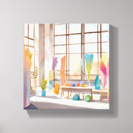 Abstraktes Kunststudio | Bright Airy Watercolor Leinwanddruck