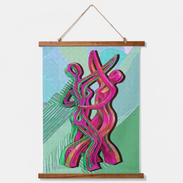 abstraktes Kunstwerk Wandteppich Mit Holzrahmen (Vorderseite)