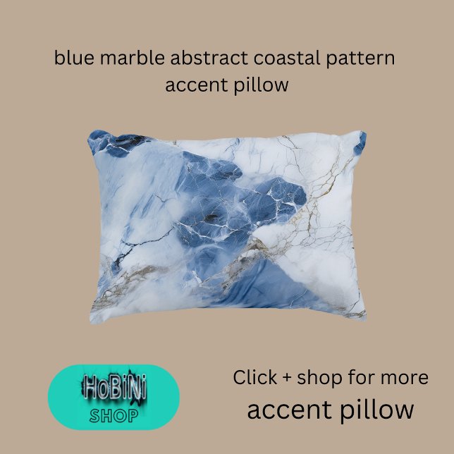 abstraktes Küstenmuster aus blauem Marmor Dekokissen (blue marble abstract coastal pattern accent pillow)