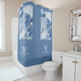 abstraktes Küstenmuster aus blauem Marmor Duschvorhang