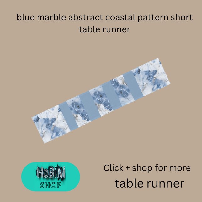 abstraktes Küstenmuster aus blauem Marmor Kurzer Tischläufer (blue marble abstract coastal pattern short table runner)
