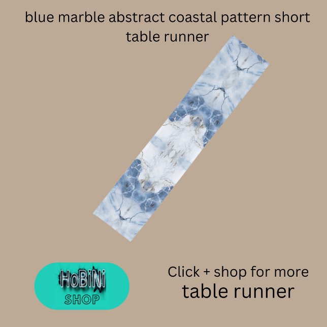 abstraktes Küstenmuster aus blauem Marmor Kurzer Tischläufer (blue marble abstract coastal pattern short table runner)