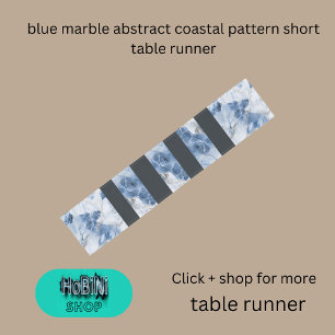 abstraktes Küstenmuster aus blauem Marmor Kurzer Tischläufer
