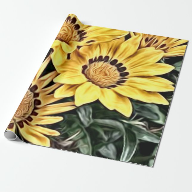 Abstraktes Land Gelb Daisy Geschenkpapier (Ungerollt)