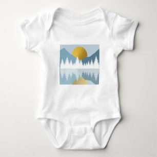 Abstraktes Landschaft Goldenes Winter-Sonnenunterg Baby Strampler